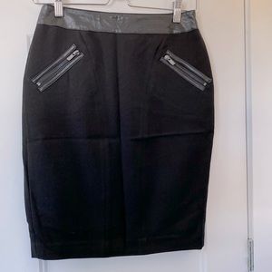 Calvin Klein pencil skirt with leather trimming.